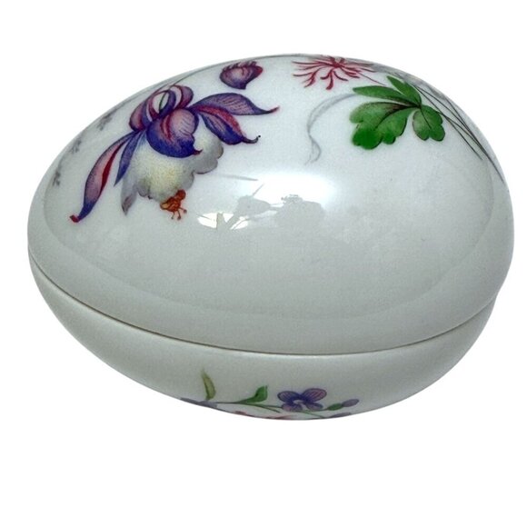ROCHARD Limoges Trinket Box Floral Egg Shape Porcelain France Daisy Flower - Picture 2 of 8